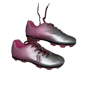 Girls Soccer Cleats SG) Youth Size 13‎ Pink/Silver with black pink shoe ties